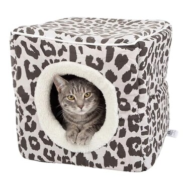 PETMAKER Cat House Indoor Bed with Removable Foam Cushion Cat Cave for Puppies Rabbits Guinea Pigs and Other Small Animals by Animal Print