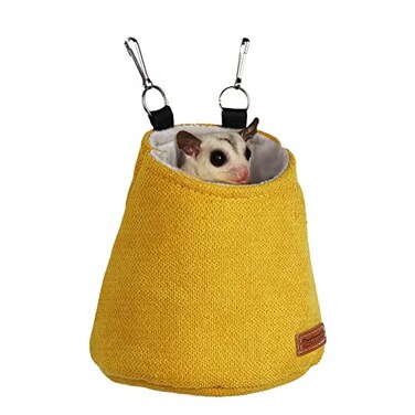HardcorePet Sugar Glider Pouch Warm Nest Bed Sleeping Pouch Bag for Sugar Glider Accessories and Toys Small Animal Cage Sleep Bag Sack Swing Hanging Bed Yellow