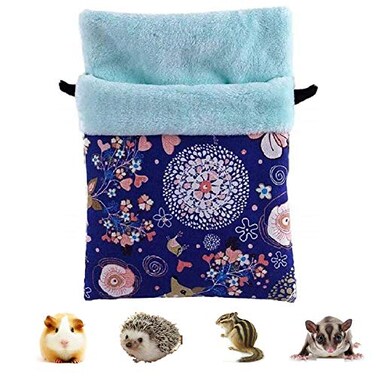Litewood Sugar Gliders Sleeping Pouch Bag Small Pet Cotton Hanging Warm Comfortable Nest Bed for Small Animals Squirrels Marmosets Rats Hamster MediumBlue Deer