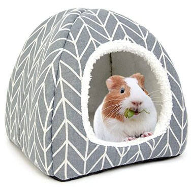 Tierecare Guinea Pig Hideout Bed Dwarf Rabbit House Cave Accessories Cozy HideOut for Little Bunny Hedgehog Ferret ChinchillaOther Small Animals Grey