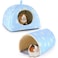 Bienbee Guinea Pig Hideout Washable Rabbit Bed with Guinea Pig Tunnel 2 Pack Guinea Pigs Toys Set Bunny Hideout Cage Accessories for Hamster Ferret Rabbits Bunny Blue Daisy