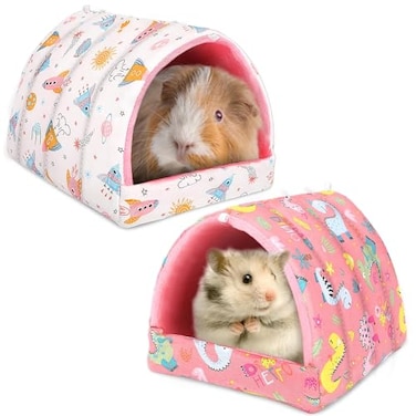UPINS 2 Pack Guinea Pig Bed Guinea Pig Hideout Washable Small Animal House Cage Accessories for Dwarf Rabbits Chinchillas Hamsters Hedgehogs Ferrets Bearded Dragons and Rats