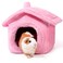 ONEJU Guinea Pig Hideout Guinea Pig Bed Separable Plush Roof Bunny Hideout Rabbit Bed House Bed for Small Pets Pure Pink
