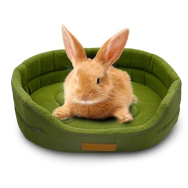 Acsist Rabbit BedSoft Washable Bunny Bed with Cozy Removable Mat Small Animal Cuddle Cup Hideout for Guinea PigChinchilla Hedgehog Ferret Green