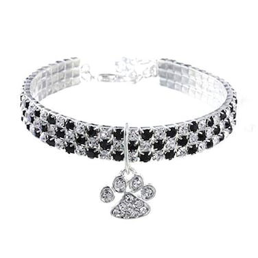 RayMinsino Pet Collar with Diamonds Adjustable Crystal Diamond Elastic Heart Claw Pendant Wedding cat and Dog Small pet Necklace Jewelry