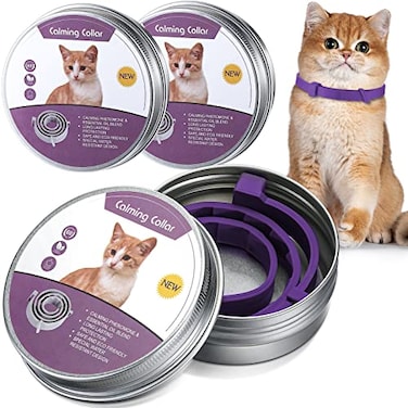 Qualirey 3 Pcs Cat Adjustable Calming Collar Reduce Anxiety Cat Collars for Pets Calm Collar Pacify Kitten Suitable for Small Medium and Large Cats 15 Inches Purple