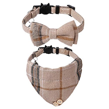 Faleela Breakaway Cat Collar with Bells 2 Pack Cat Collar with Bells Cat Collars with Bandana Accessories for Pet Collars Adjustable for Cats and Small Dogs