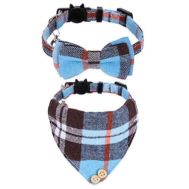 Faleela Breakaway Cat Collar with Bells 2 Pack Cat Collar with Bells Cat Collars with Bandana Accessories for Pet Collars Adjustable for Cats and Small Dogs