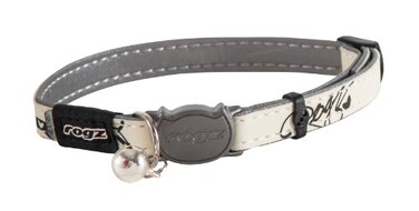 Rogz Glow in the Dark Reflective Cat Collar with Breakaway Clip and Removable Bell fully adjustable to fit most breeds Jumping Black Cat Design