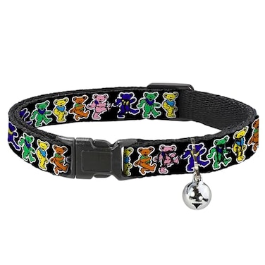 Buckle-Down Cat Collar Breakaway Dancing Bears Black Multi Color 8 to 12 Inches 05 Inch Wide