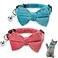 Sliverdew 2 Pcs Velvet Cat Bow Tie Collar Breakaway Cat Collar with Bell Adjustable Bowtie Kitten Small Puppy Safety Collar Solid Color Set Pet Bow Tie Collar Pink Blue
