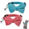 Sliverdew 2 Pcs Velvet Cat Bow Tie Collar Breakaway Cat Collar with Bell Adjustable Bowtie Kitten Small Puppy Safety Collar Solid Color Set Pet Bow Tie Collar Pink Blue