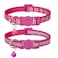 Taglory Reflective Cat Collar Breakaway with Bell High Visibility Night Strip Lightweight Adjustable Nylon Collar for Boy Girl Cats 2 Pack 75125 Inch Hotpink