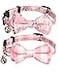 Gyapet Cat Collar with Bow Tie Bell Breakaway Bowtie 2pcs Set Spring Plaid Flower Floral Solid Boy Girl Cute Kitten Safety A Pink Flower Plaid