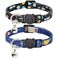 Giecooh Cat Collar 2 Pack Breakaway Collar with Bells Safety Buckle Kitten Collars for Boy and Girl Cats Star and Moon