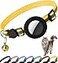 Dgerp Airtag Cat Collar Breakaway Reflective Kitten Collar with Apple Air Tag Holder and Bell for Girl Boy Cats 04 Inches in Width and LightweightYellow
