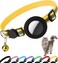 Dgerp Airtag Cat Collar Breakaway Reflective Kitten Collar with Apple Air Tag Holder and Bell for Girl Boy Cats 04 Inches in Width and LightweightYellow