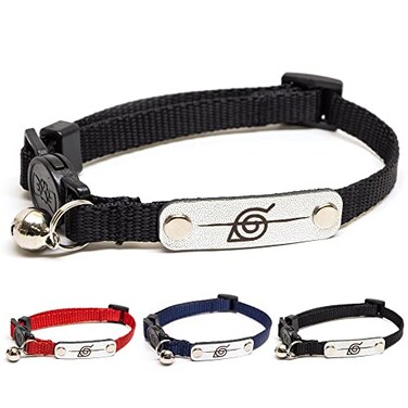 Pawsonify Naruto Breakaway Cat Collars for Girl Boy Cats Officially Licensed Naruto Shippuden Hidden Leaf Village Pet Accessories Gifts 85 to12 Adjustable Cute Kitten Collar with Bell Black Rogue