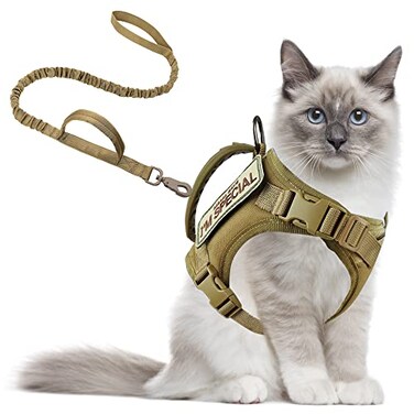 AIWAI Cat Harness and Leash for Walking Escape Proof Soft Adjustable Vest Harnesses for Cats Easy Control Breathable Soft Mesh with Control Handle for Large Cat Small Dog Gift with Patch