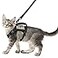 SALFSE Tactical Cat Harness and Leash Set for Walking Escape Proof Adjustable Large Cat Vest Harness with Molle Patches Soft Mesh Padding Rubber Handle Easy to Control Black