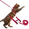 PUPTECK Adjustable Cat Harness and Leash Set Escape Proof Kitten Strap Collar for Walking Travel Red