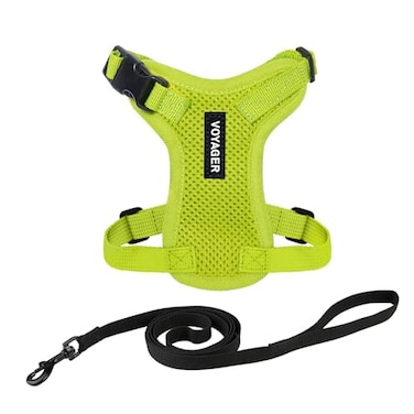 Best Pet Supplies Voyager EscapeProof Stepin Lock Cat Harness 5ft NeopreneHandle Leash Set AllWeather Mesh with Reflective Stitching for Small to Large Cats by Lime Green XXS