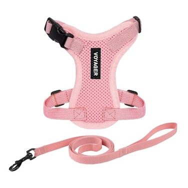 Best Pet Supplies Voyager EscapeProof Stepin Lock Cat Harness 5ft NeopreneHandle Leash Set AllWeather Mesh with Reflective Stitching for Small to Large Cats by Pink XXS