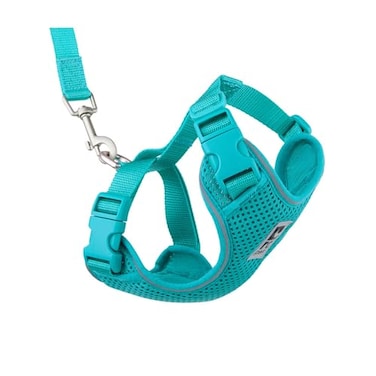 RC Pet Products RC Pets Adventure Kitty Cat Harness Adjustable Airmesh Vest with DRing and 6ft Leash for Walking and Travel Teal Large