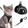 rabbitgoo Cat Harness and Leash Set for Walking Escape Proof Adjustable Soft Kittens Vest with Reflective Strip for Cats Comfortable Outdoor Vest Black S