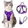 BARKBAY Cat Harness and Leash Set for Walking Escape Proof for Small Large cat Kitten Harness with ID tag Pocket PurpleXXS