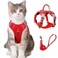 BARKBAY Cat Harness and Leash Set for Walking Escape Proof for Small Large cat Kitten Harness with ID tag Pocket RedXXS