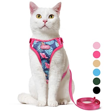 Supet Cat Harness and Leash Escape Proof for Walking Adjustable Cat Vest Harness and Leash Set for Large and Small Kittens Dogs