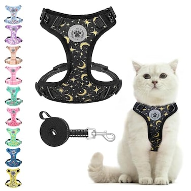 BEAUTYZOO Cat Harness and Leash Set for Walking Escape Proof Neck Release Adjustable Harness for Kitten Puppy Small Medium Large Cats Soft Cute Easy Control Small Cat Harness for Cats Boy and Girls