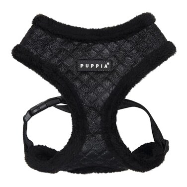 Puppia Douglas Dog Harness OverTheHead Warm Winter Diamond Pattern Adjustable Chest for Small and Medium Dog Black Large