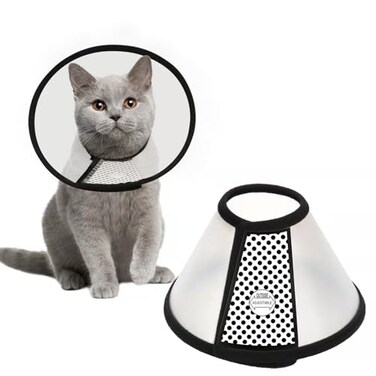 Depets Adjustable Recovery Pet Cone ECollar for Cats Puppy Rabbit Plastic Elizabeth Protective Collar Wound Healing Practical Neck Cover Neck Girth 81 in