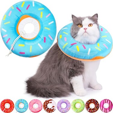 Hpetppy Cat Cone Collar Soft Cat Recovery Collar for Wound Healing Cute Cat Donut Adjustable Cat Cones to Stop Licking Comfortable Lightweight Neck Elizabethan Collars for Cats Kittens After Surgery