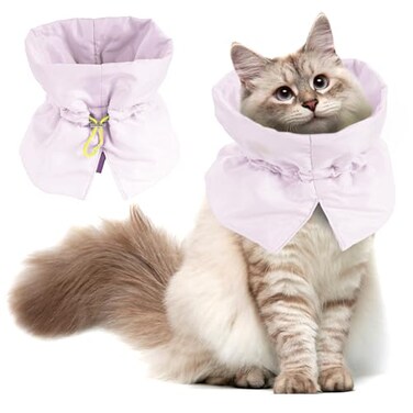 FACULX Cat Recovery Collar Soft Adjustable Cat Cone Alternative Lightweight Fasteners Collars for Cats Kittens Puppies After Stop Licking and Daily Use Sakura Pink Neck5598