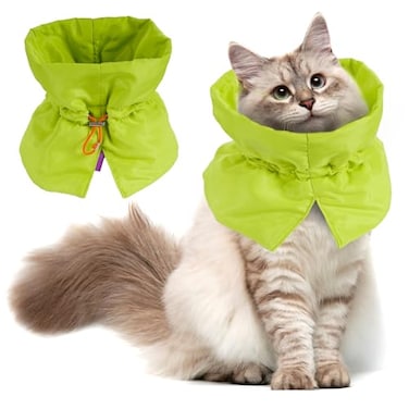 FACULX Cat Recovery Collar Soft Adjustable Cat Cone Alternative Lightweight Fasteners Collars for Cats Kittens Puppies After Stop Licking and Daily Use Green Neck 5598