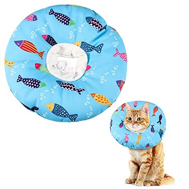 libfrnt Cat Cone Collar Soft Cute Adjustable Cat Donut Recovery Collar Elizabethan Cats Cones to Stop Licking Comfortable AntiBite Neck Cone for Pet Kittens After Surgery
