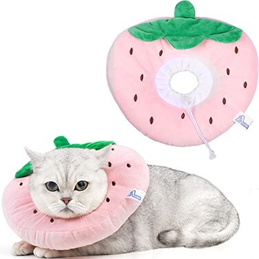 ANWA Adjustable Cat Cone Collar Soft Cute Cat Donut Collar After Surgery Kitten Recovery Cones to Stop Licking