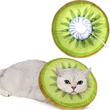 ANWA Adjustable Cat Cone Collar Soft Cute Cat Donut Collar After Surgery Kitten Recovery Cones to Stop Licking