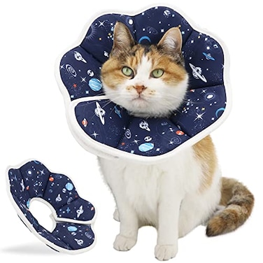 QIYADIN Soft Cat Cone Adjustable Recovery Collar After Surgery to Prevent Licking Wound Protective Cat Neck Cone Comfortable Pet Elizabethan Collar for Cats Kittens and Puppies L