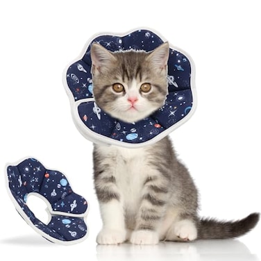QIYADIN Soft Cat Cone Adjustable Recovery Collar After Surgery to Prevent Licking Wound Protective Cat Neck Cone Comfortable Pet Elizabethan Collar for Cats Kittens and Puppies XS
