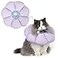 H HIDREAM Cat Cone CollarCute Waterproof Cat Recovery CollarAntiBite Lick Wound Healing Safety Elizabethan e Collar for CatsPurple Flower AllSeason Style