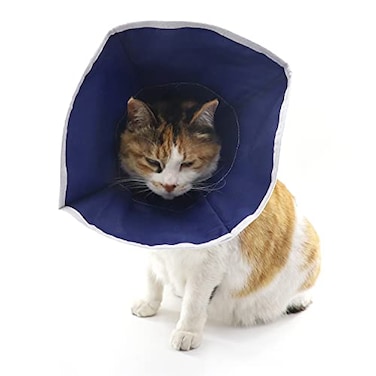 QIYADIN Soft Cat Recovery Collar Cat Cone E Collar Nonwoven Fabric Elizabethan Collar LoopsProtective Wound Healing Specially Designed for Cats and Puppies Easy to Eat and Drink M
