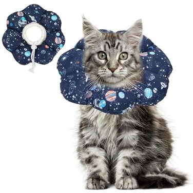 ComSaf Cat Cone Collar Soft Protective Adjustable Cat Cones to Stop Licking After Surgery Comfortable Lightweight Elizabethan Collar for Kitten Prevent from Licking Wounds Not Block Vision