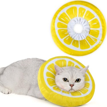 ANWA Adjustable Cat Cone Collar Soft Cute Cat Donut Collar After Surgery Kitten Recovery Cones to Stop Licking