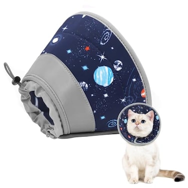 GoGoPaw Cat Cone Collar Soft to Stop Licking Adjustable Foldable Lightweight Kitten Cones After Surgery Recovery for Cats Kittens Cat Cone Alternative Easy Eating Grey S