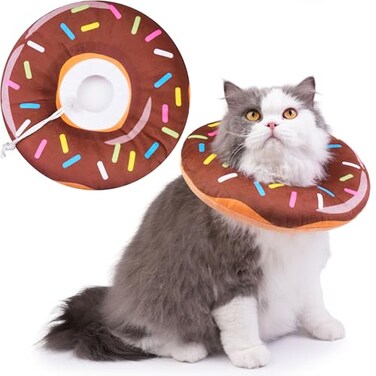 Hpetppy Cat Cone Collar Soft Cat Recovery Collar for Wound Healing Cute Donut Adjustable Kittens Cones to Stop Licking Comfortable Lightweight Neck Elizabethan Collars for Cats Kittens After Surgery