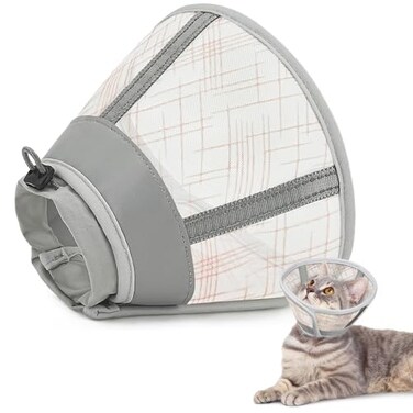 Supet Cat Cone Collar Soft Air Mesh Recovery Collar to Stop Licking Breathable Neck Cone Alternative Lightweight Cat Head Cone Anti Scratch OrangeS